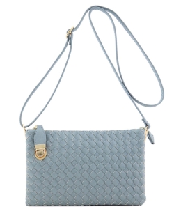 Fashion Woven Clutch Crossbody Bag WU042 BLUE GRAY/